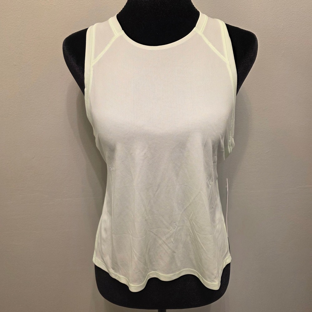 Athleta Grid Knit Singlet Lime Green Racerback Running Tank Top S 5087-0021